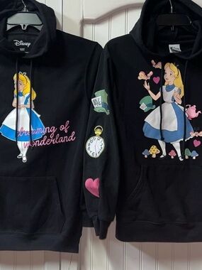 Disney Alice in Wonderland Hoodie Sweatshirt XS Lot of 2